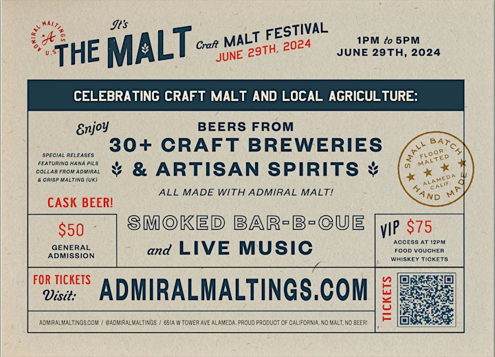 It's The Malt festival promo image says "for tickets visit AdmiralMaltings.com"