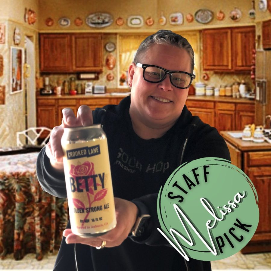 The Good Hop's founder Melissa Myers recommends a beer - holds up a beer called BETTY.